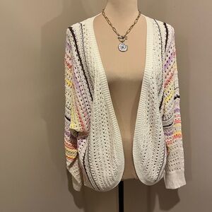 Haptics Cream and Pink Striped Open-Front Cardigan, size M